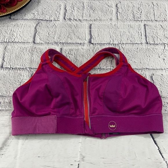Women’s She Fit Multicolored Padded Athletic Zip Front Velcro Sports Bra CX10 - Picture 2 of 12